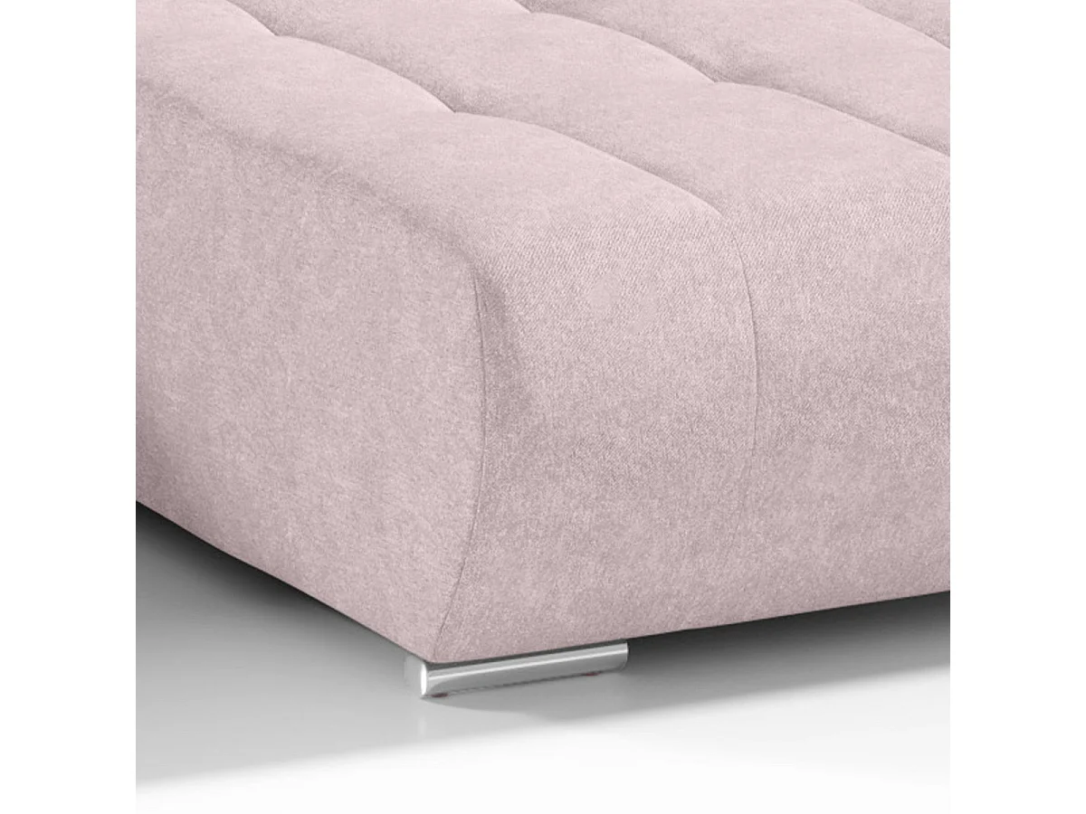 Canapé d'angle convertible 5 places avec coffre en tissu rose