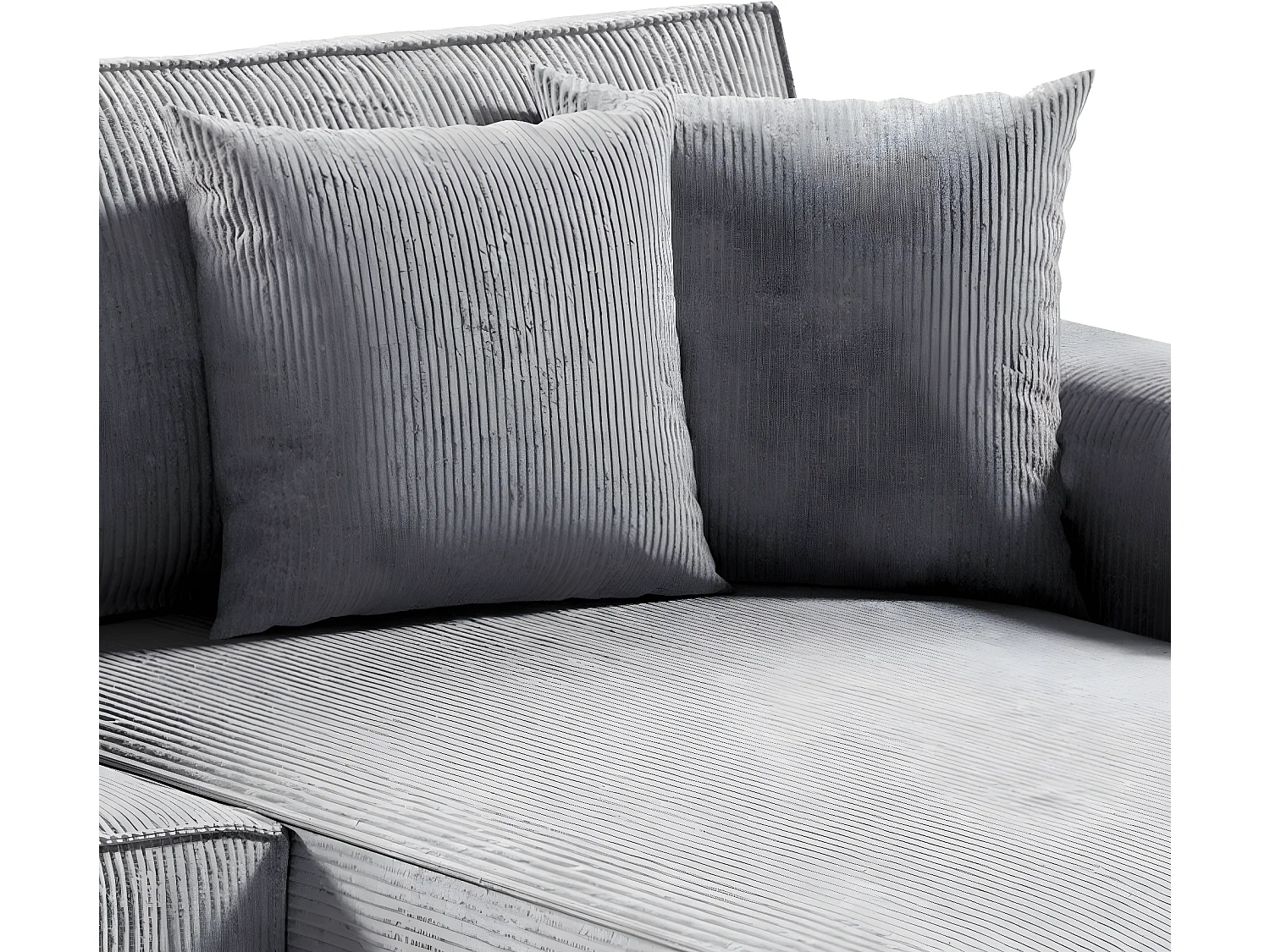 Canapé U 5 places convertible coffre Isaac velours côtelé Gris Clair