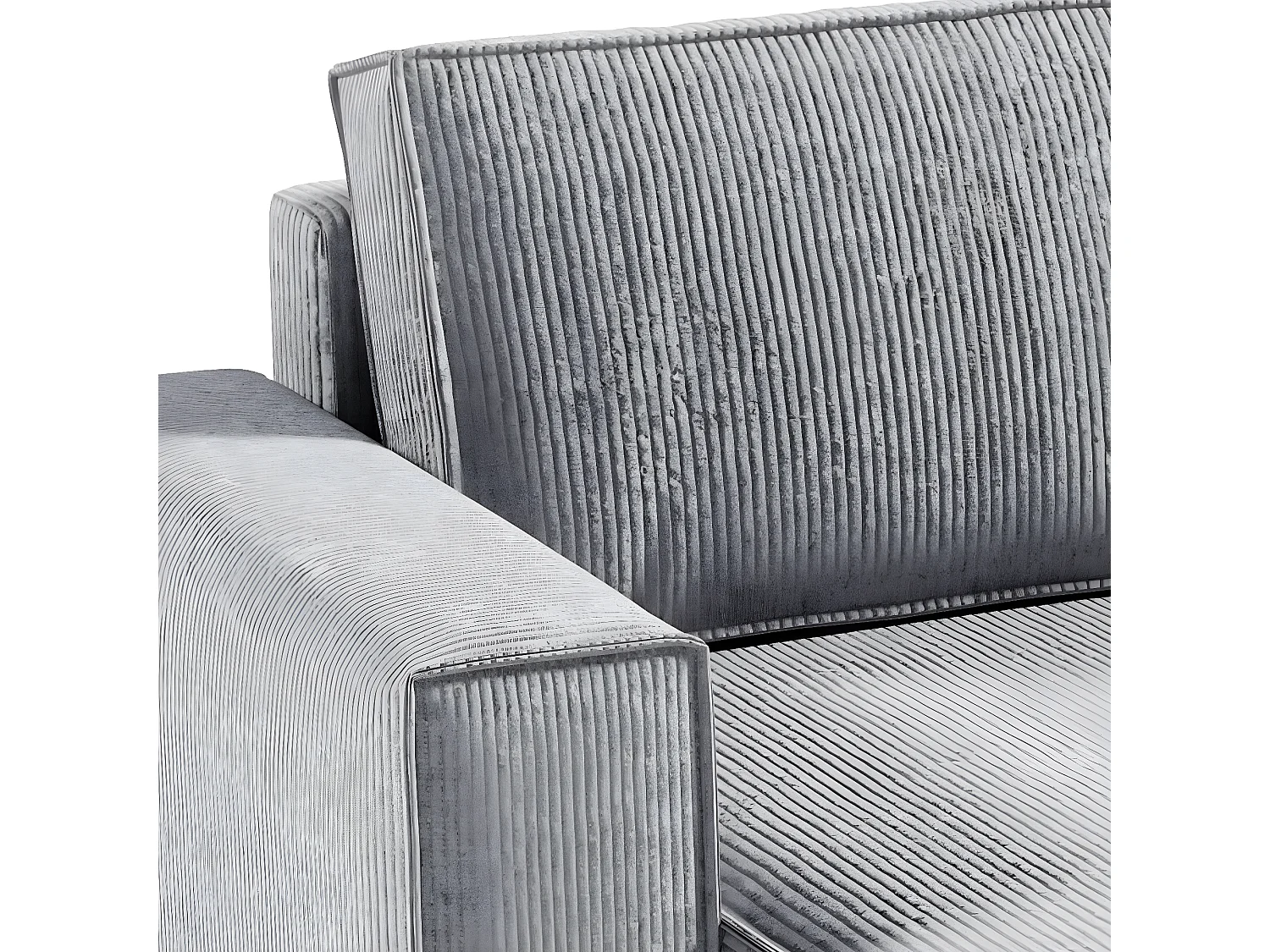 Canapé U 5 places convertible coffre Isaac velours côtelé Gris Clair