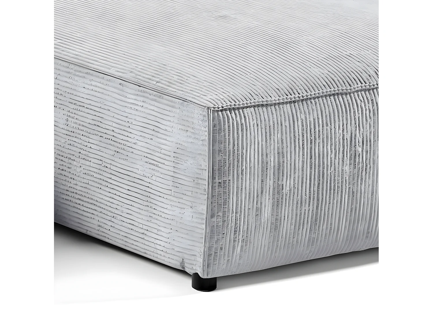 Canapé U 5 places convertible coffre Isaac velours côtelé Gris Clair