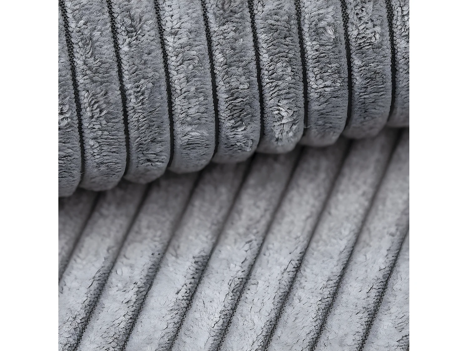 Canapé U 5 places convertible coffre Isaac velours côtelé Gris Clair