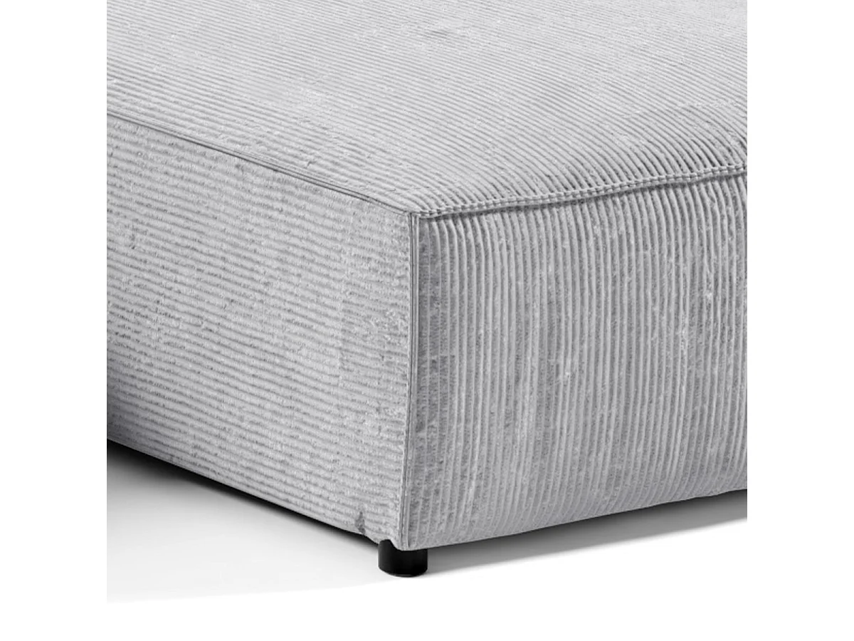 Canapé U 5 places convertible coffre Isaac velours côtelé Gris Clair