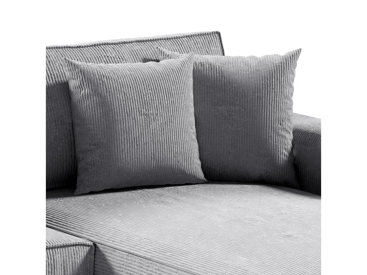 Canapé U 5 places convertible coffre Isaac velours côtelé Gris Clair
