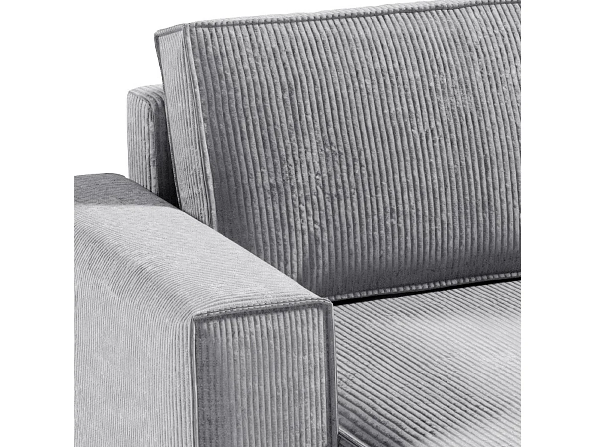 Canapé U 5 places convertible coffre Isaac velours côtelé Gris Clair