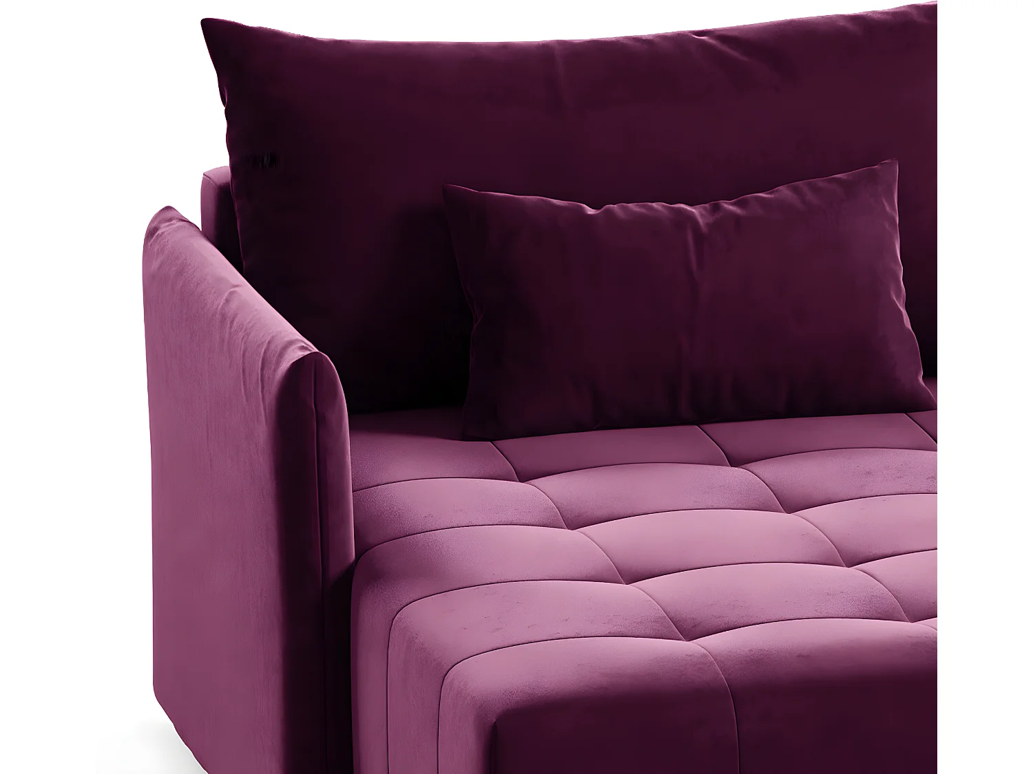 Canapé en U 5 places avec coffre Nolan velours Bordeaux