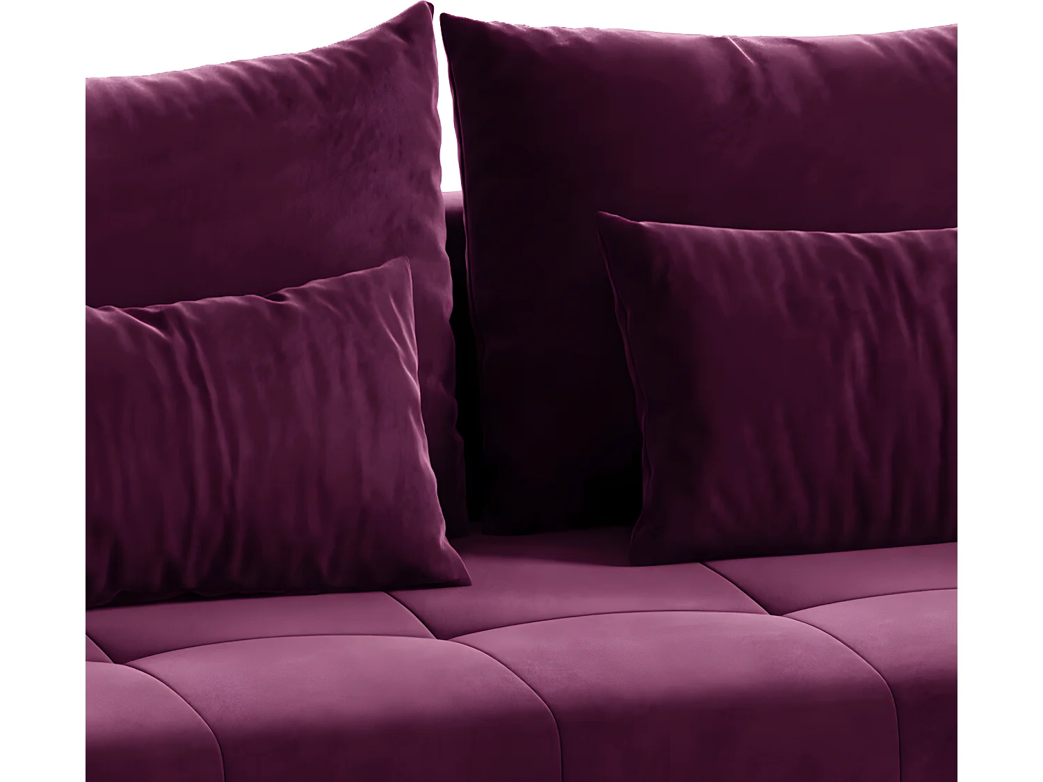 Canapé en U 5 places avec coffre Nolan velours Bordeaux