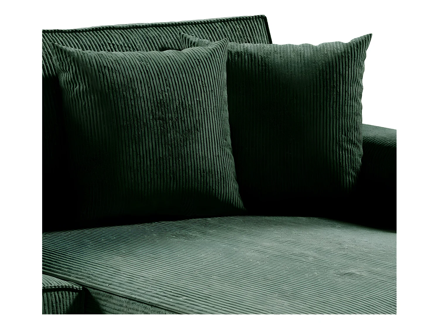 Canapé d'angle réversible et convertible 4 places avec coffre Isaac velours côtelé Vert Sapin
