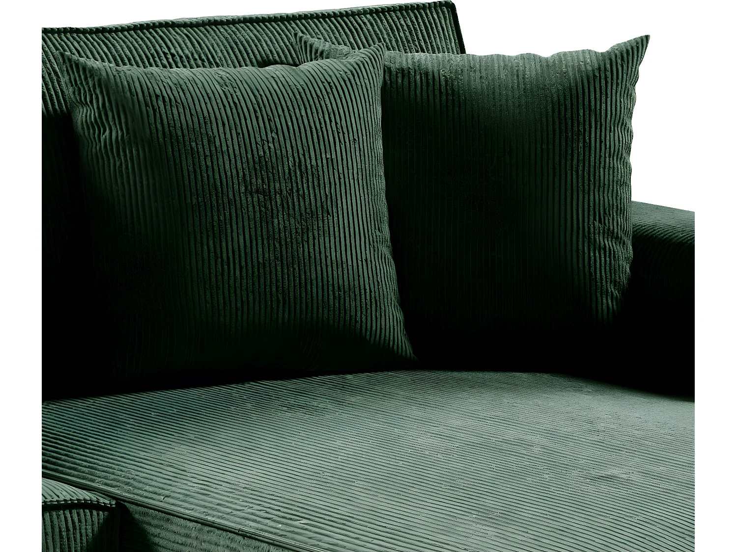 Canapé d'angle réversible et convertible 4 places avec coffre Isaac velours côtelé Vert Sapin
