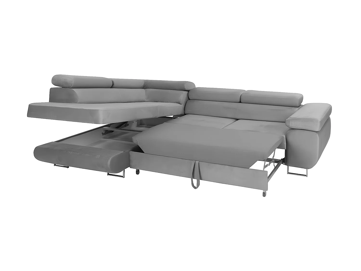 Canapé d'angle convertible gauche 4 places Wilson velours Rose