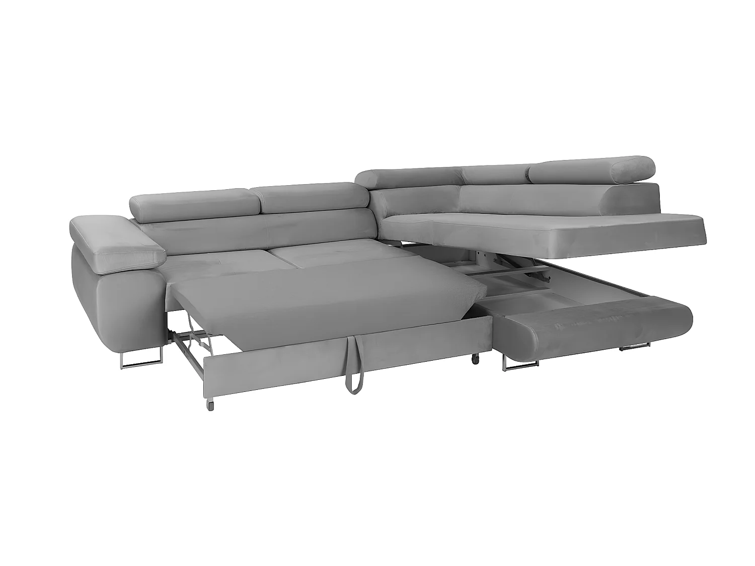 Canapé d'angle convertible droit 4 places Wilson velours Bordeaux