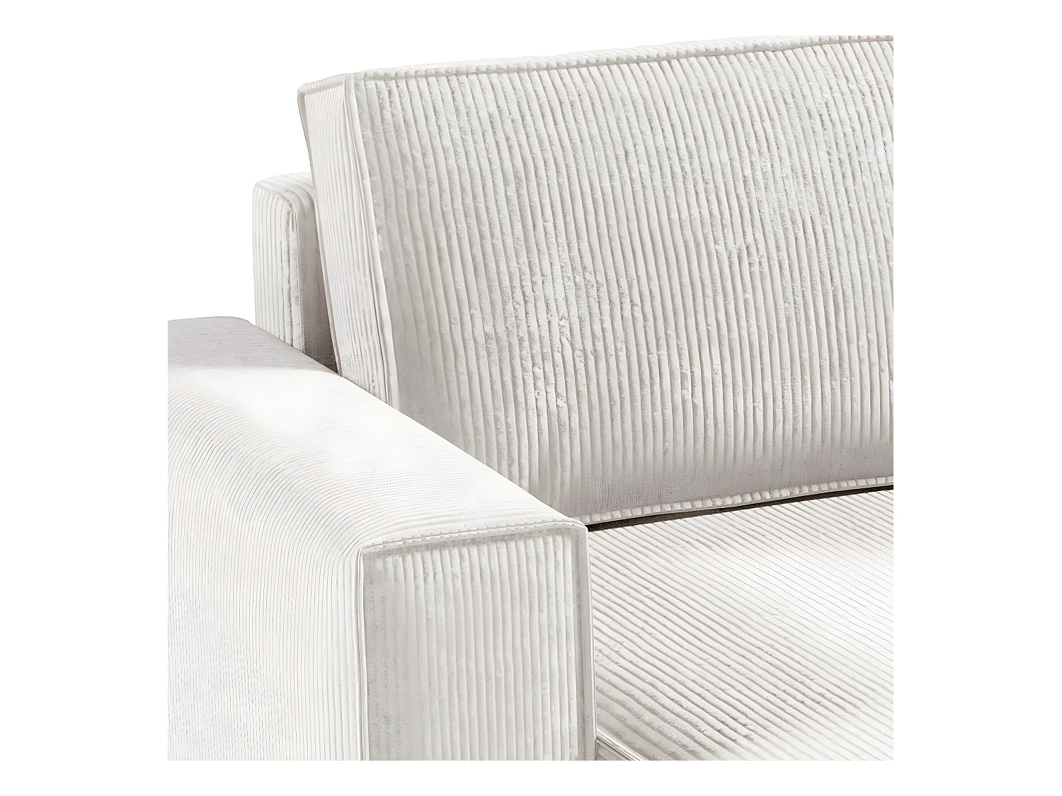 Canapé U 5 places convertible coffre Isaac velours côtelé Blanc Cassé