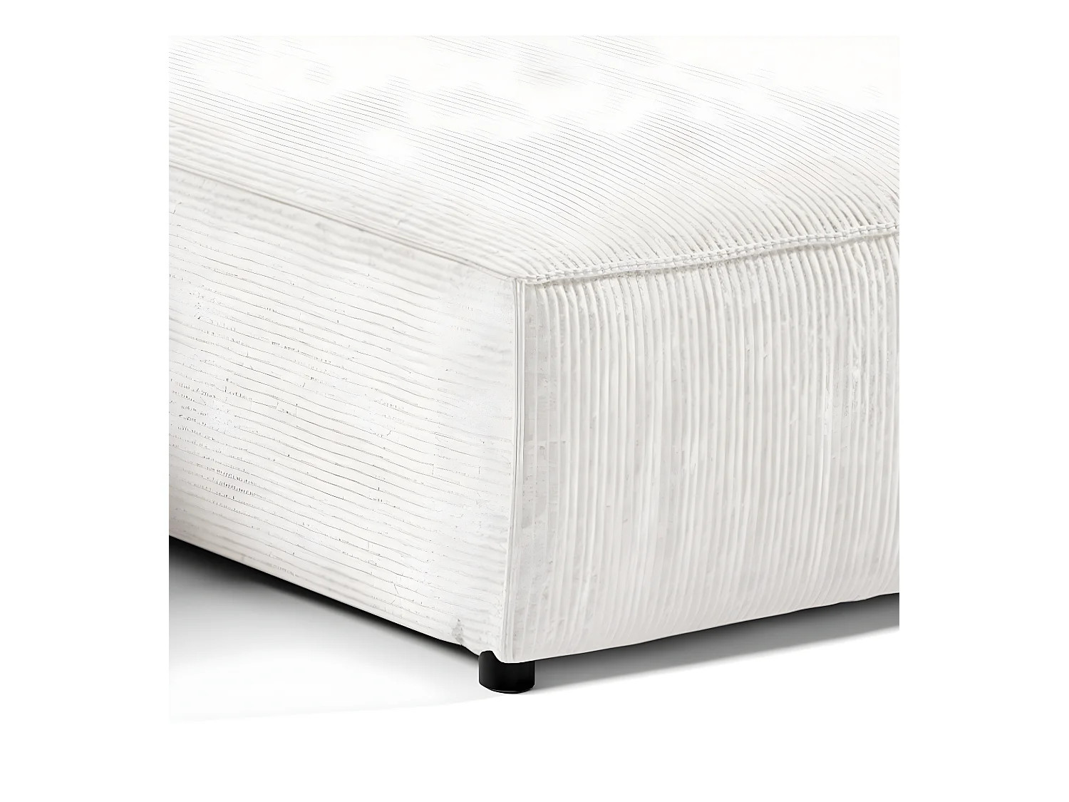 Canapé U 5 places convertible coffre Isaac velours côtelé Blanc Cassé