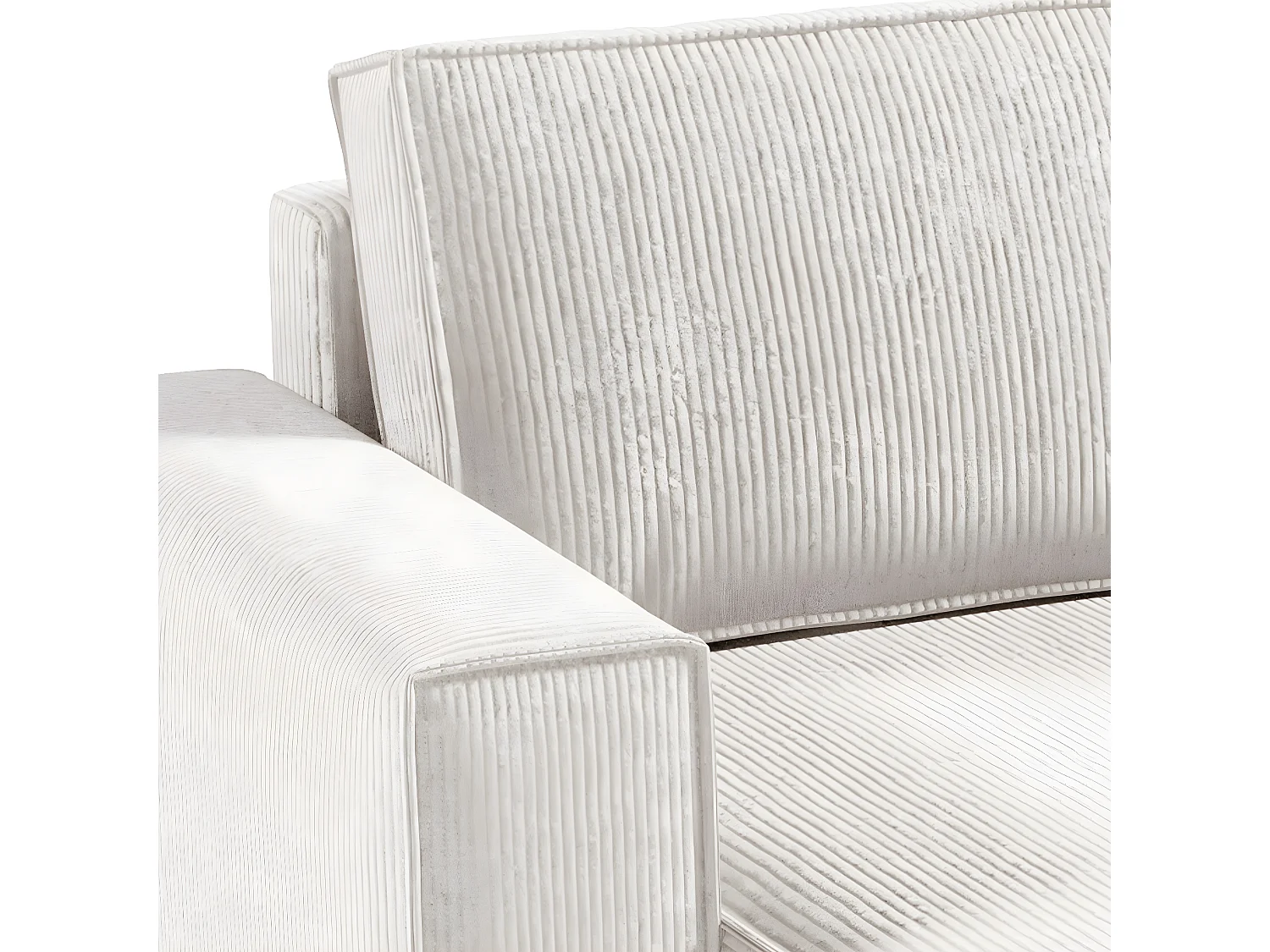 Canapé U 5 places convertible coffre Isaac velours côtelé Blanc Cassé