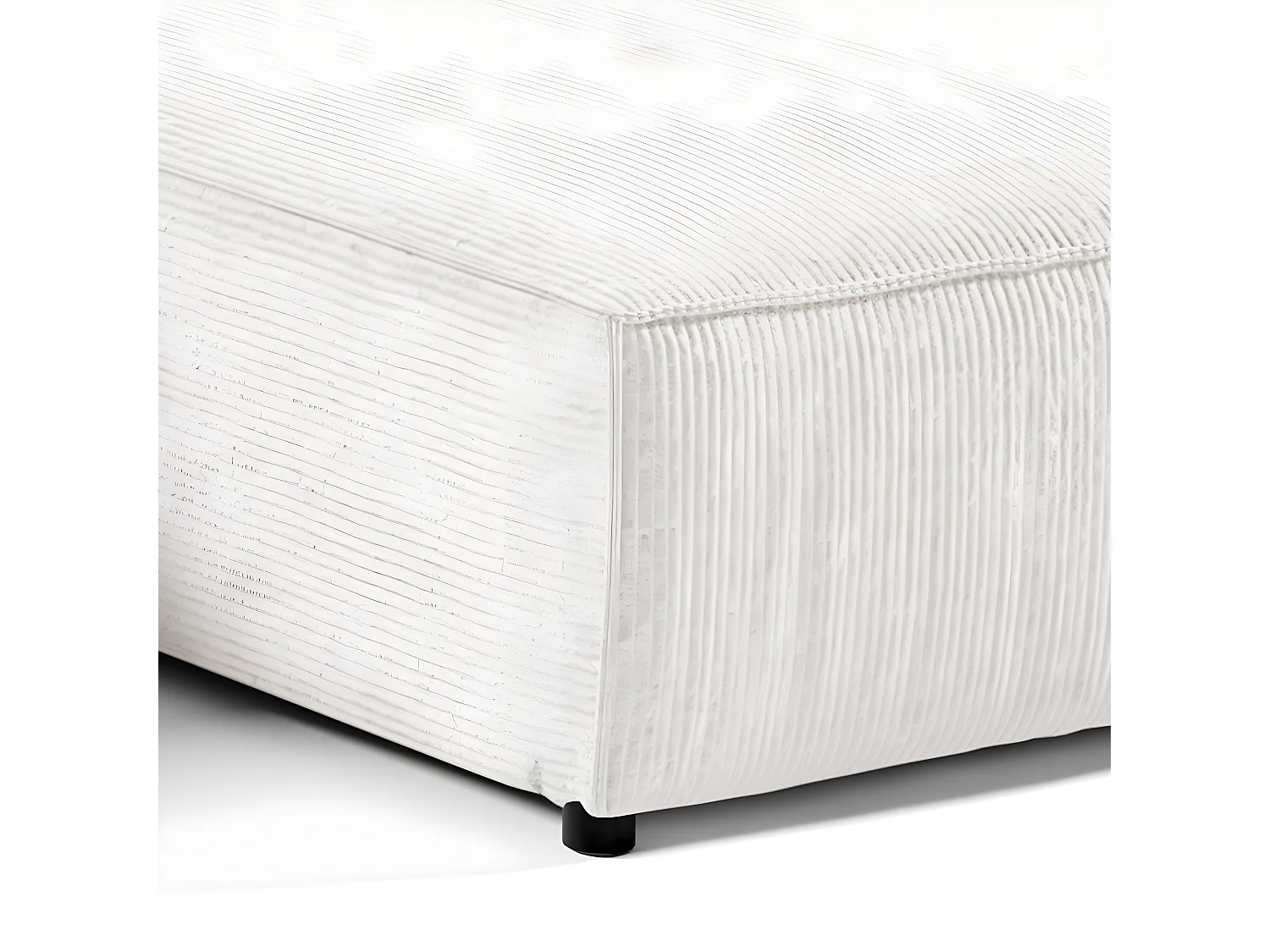 Canapé U 5 places convertible coffre Isaac velours côtelé Blanc Cassé