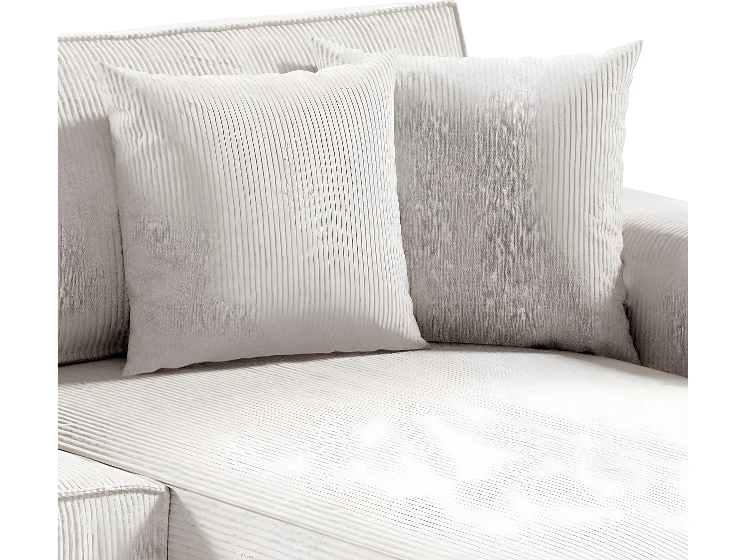 Canapé U 5 places convertible coffre Isaac velours côtelé Blanc Cassé