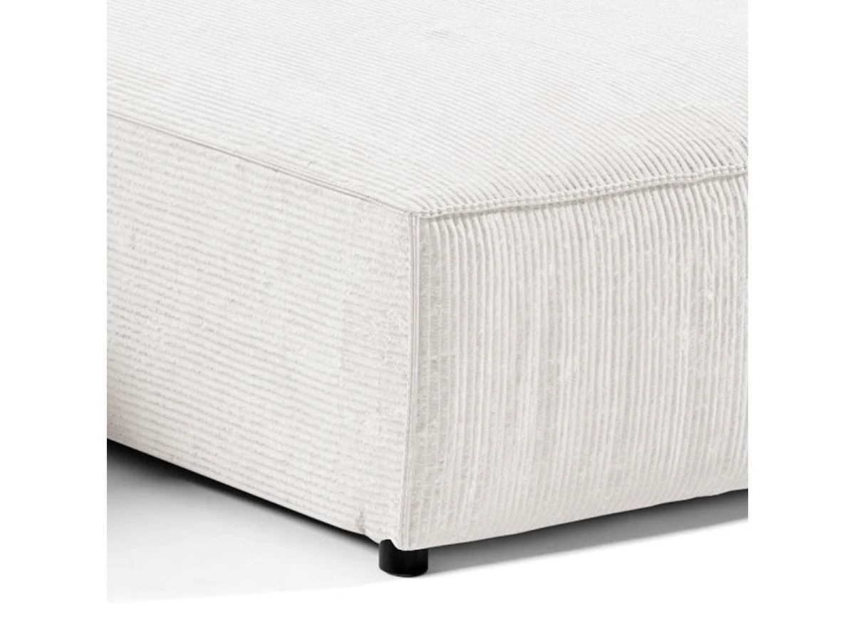 Canapé d'angle convertible 5 places en velours blanc casse ISAAC