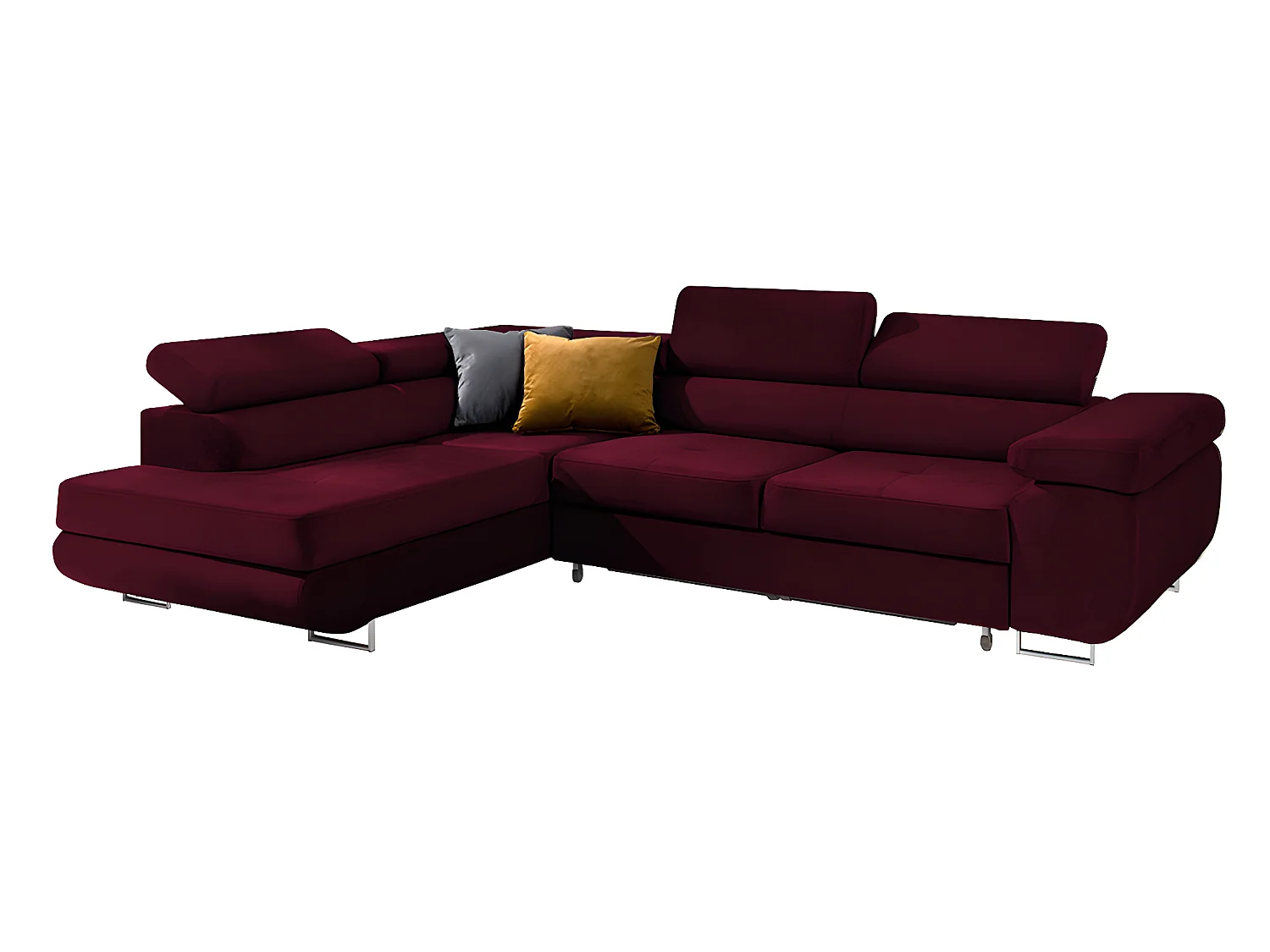 Canapé d'angle convertible gauche 4 places Wilson velours Bordeaux