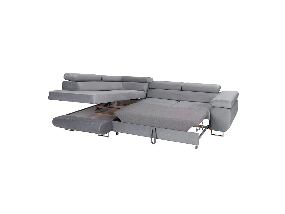 Canapé d'angle convertible 4 places en velours bordeaux WILSON