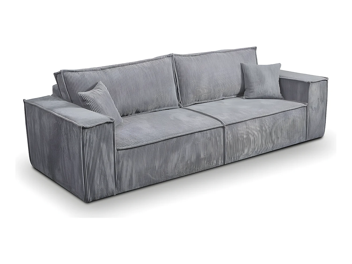 Canapé convertible 4 places avec coffre Isaac velours côtelé Gris clair