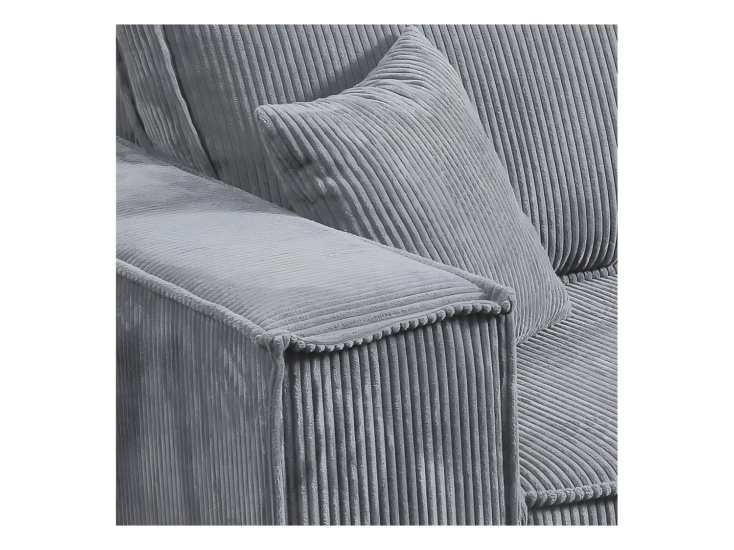 Canapé convertible 4 places avec coffre Isaac velours côtelé Gris clair