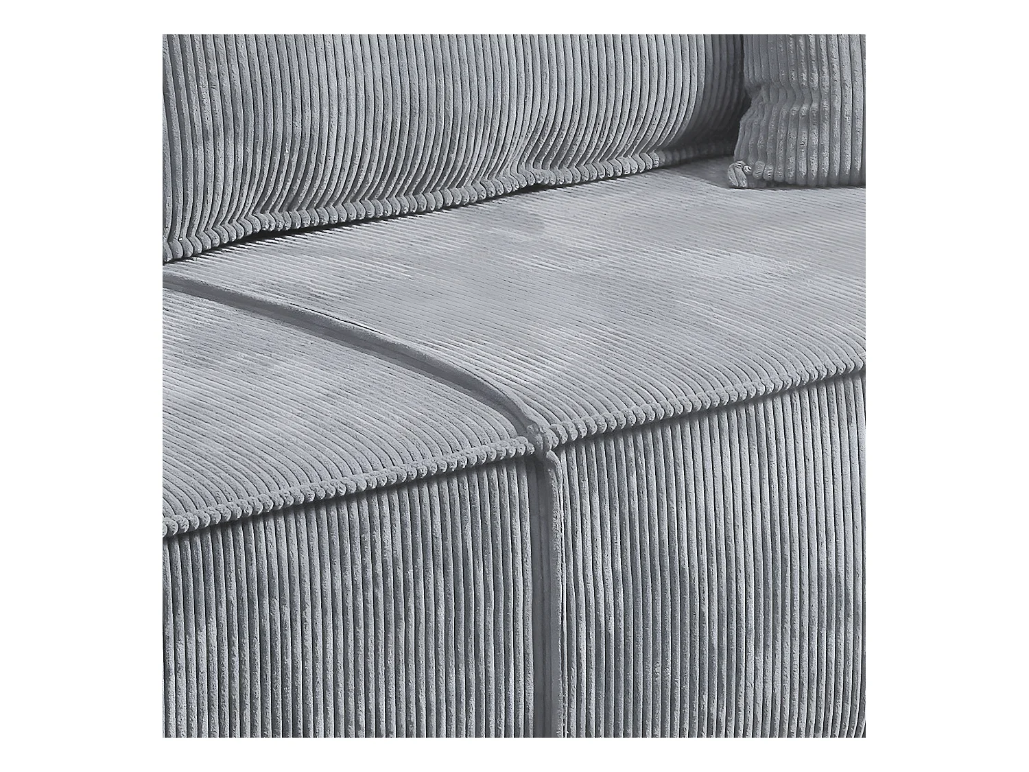 Canapé convertible 4 places avec coffre Isaac velours côtelé Gris clair