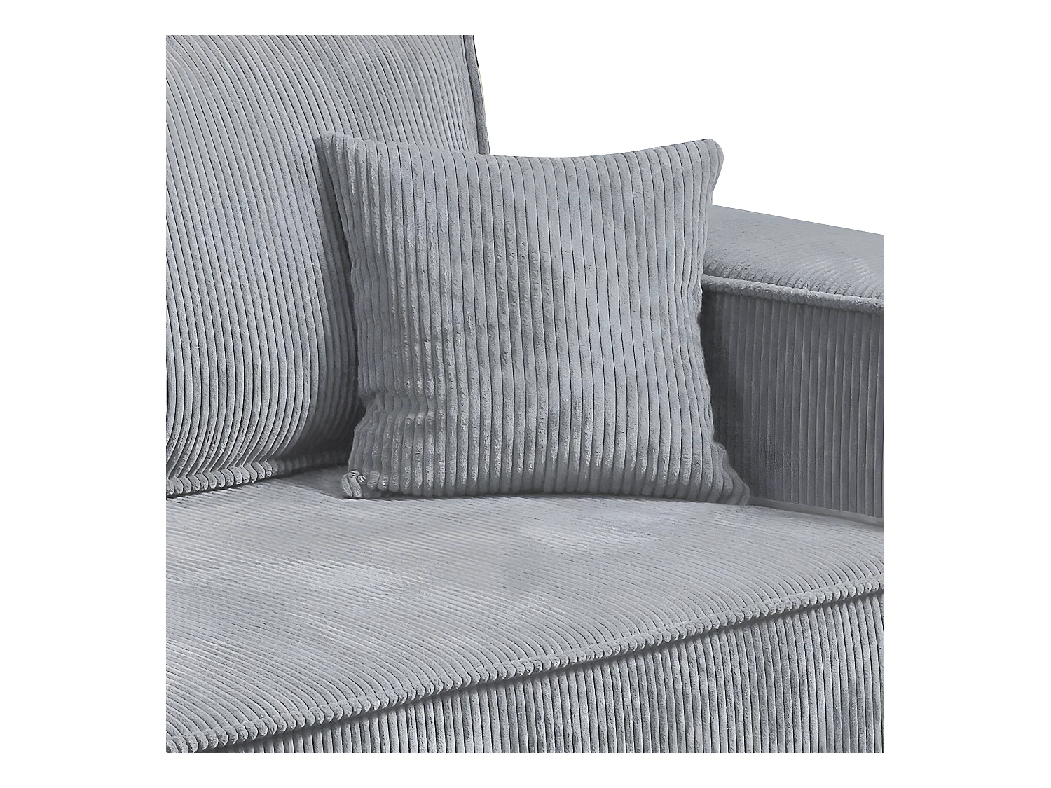 Canapé convertible 4 places avec coffre Isaac velours côtelé Gris clair