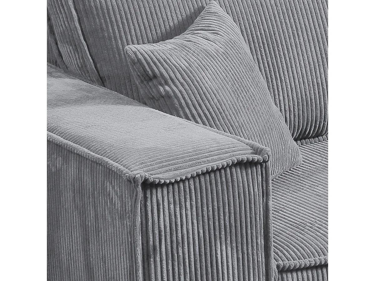 Canapé convertible 4 places avec coffre Isaac velours côtelé Gris clair