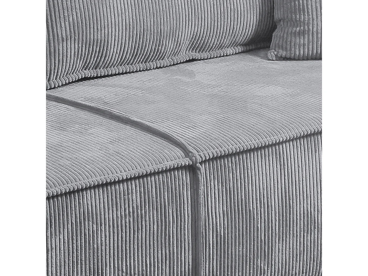 Canapé convertible 4 places avec coffre Isaac velours côtelé Gris clair