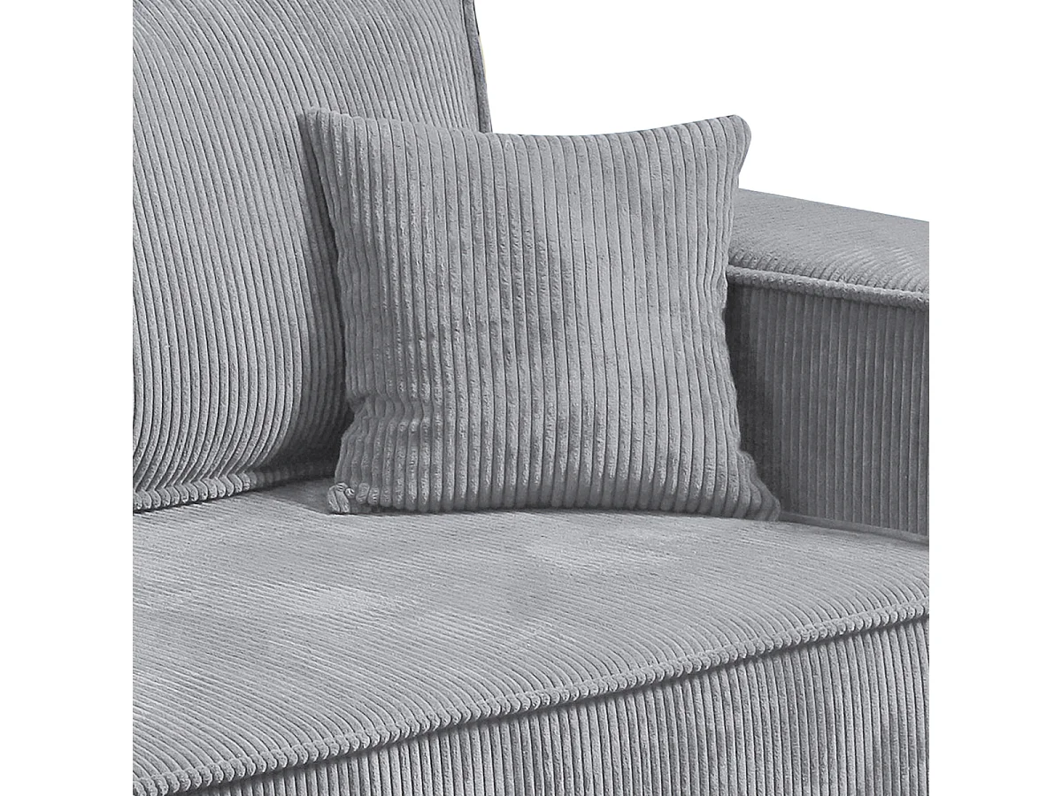 Canapé convertible 4 places avec coffre Isaac velours côtelé Gris clair