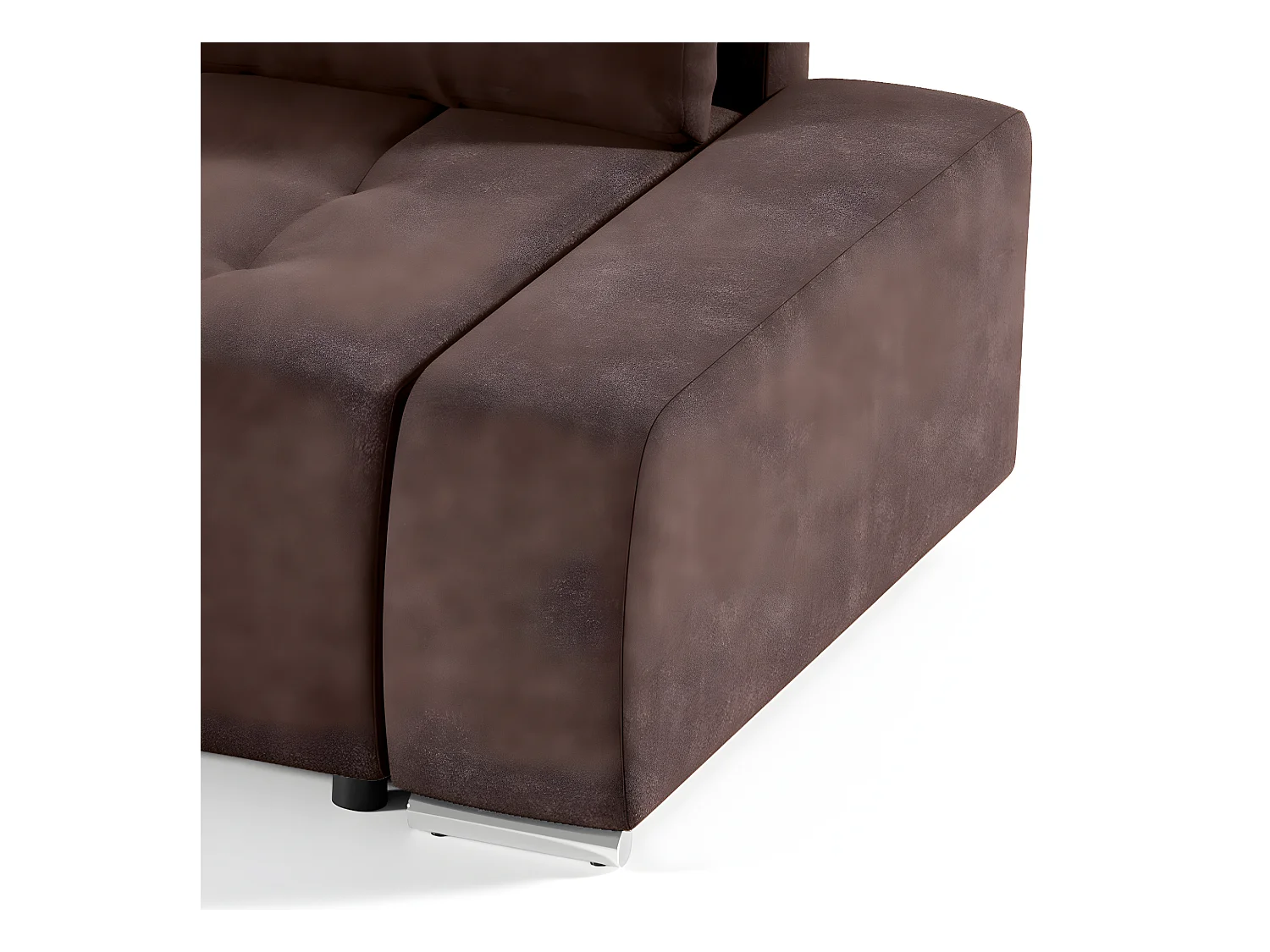 Canapé d'angle convertible gauche 4 places avec coffre Jonas Marron