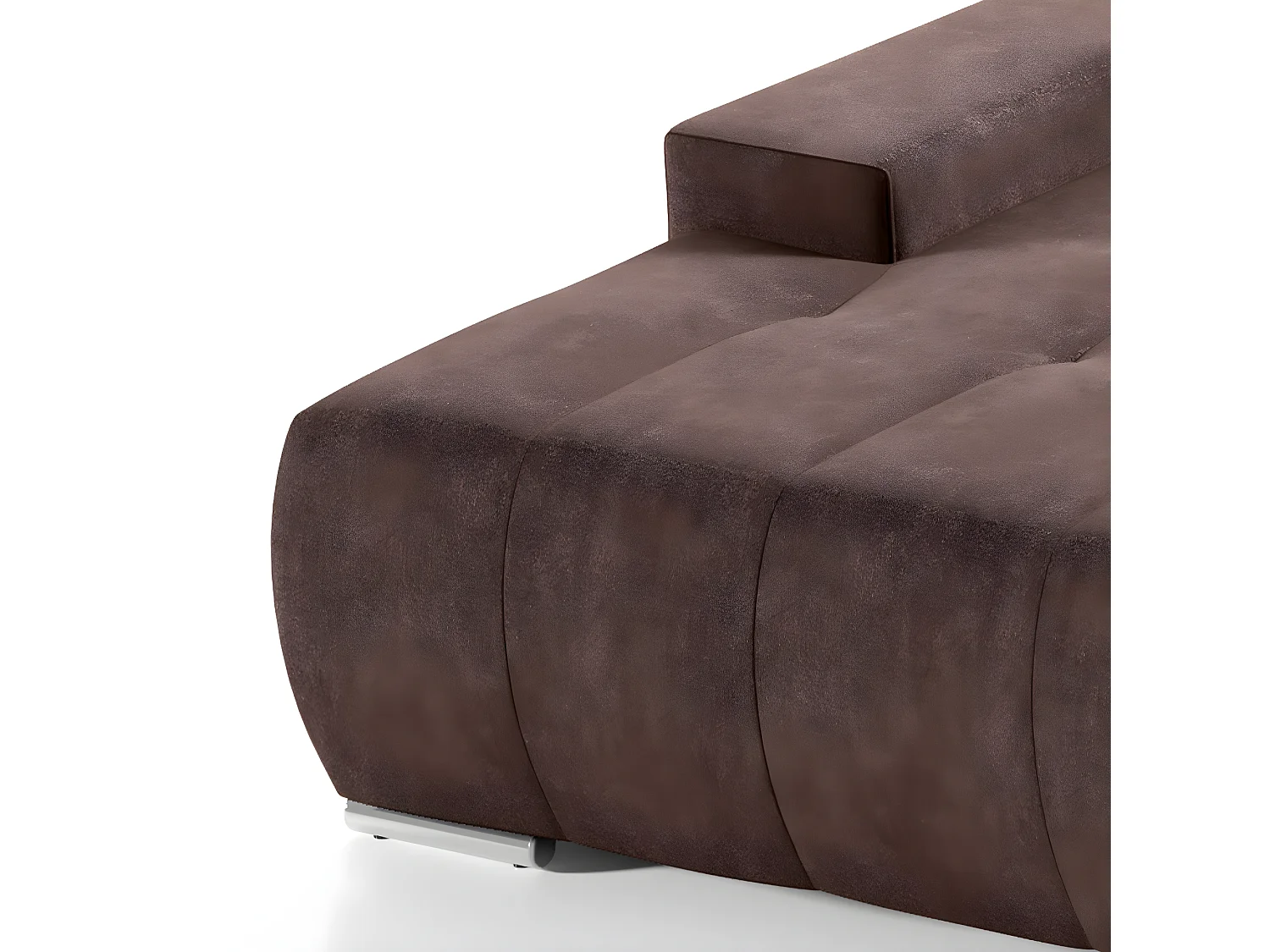 Canapé d'angle convertible gauche 4 places avec coffre Jonas Marron