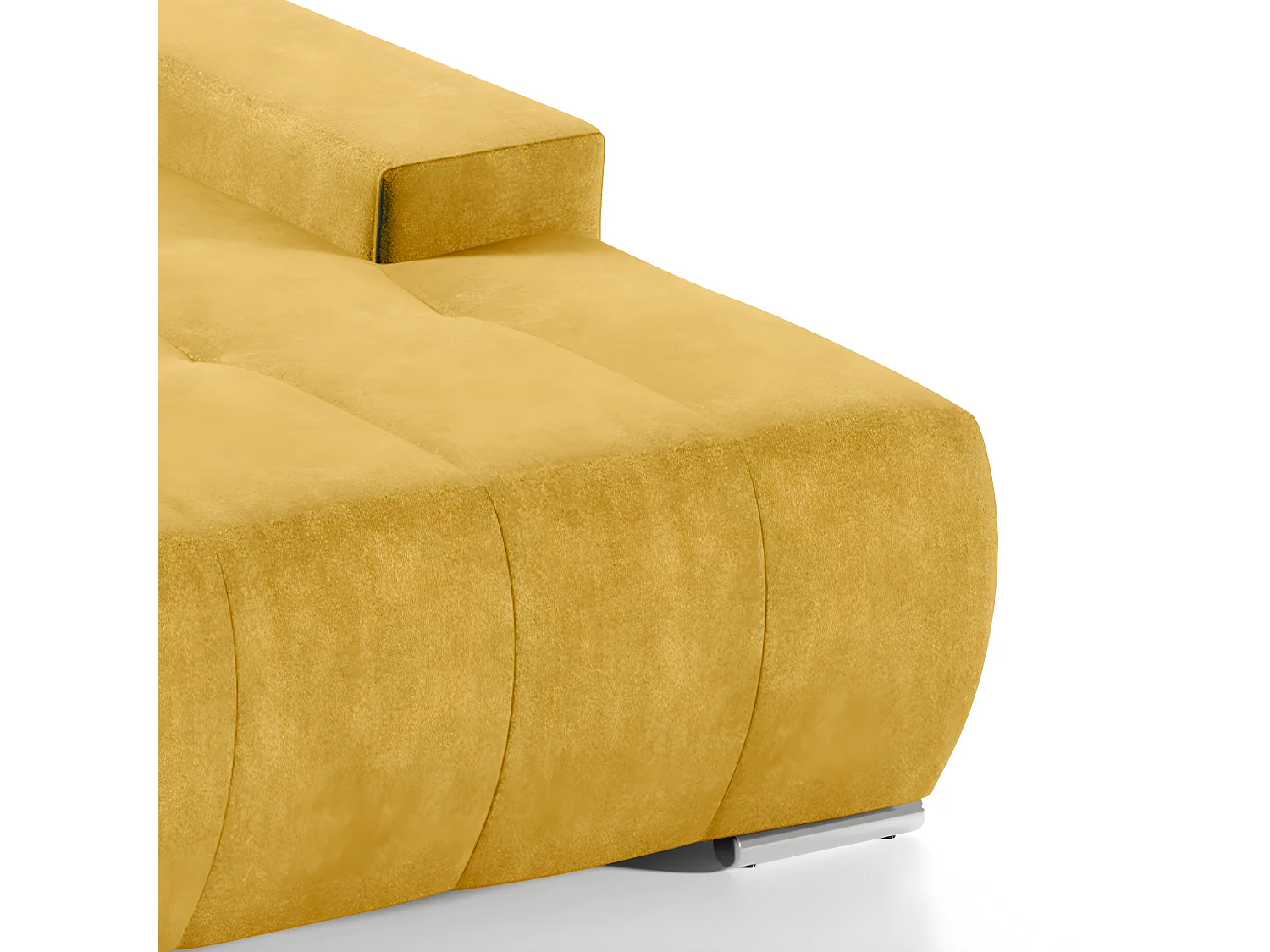 Canapé d'angle convertible droit 4 places avec coffre Jonas Jaune