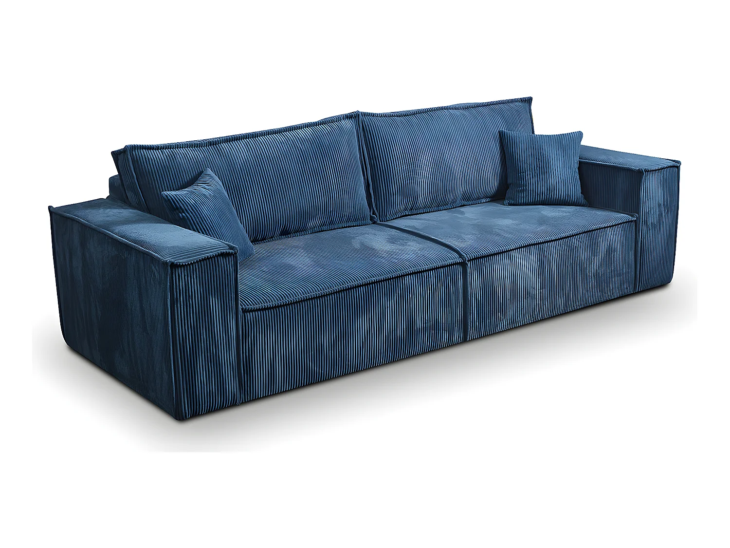 Canapé convertible 4 places avec coffre Isaac velours côtelé Bleu