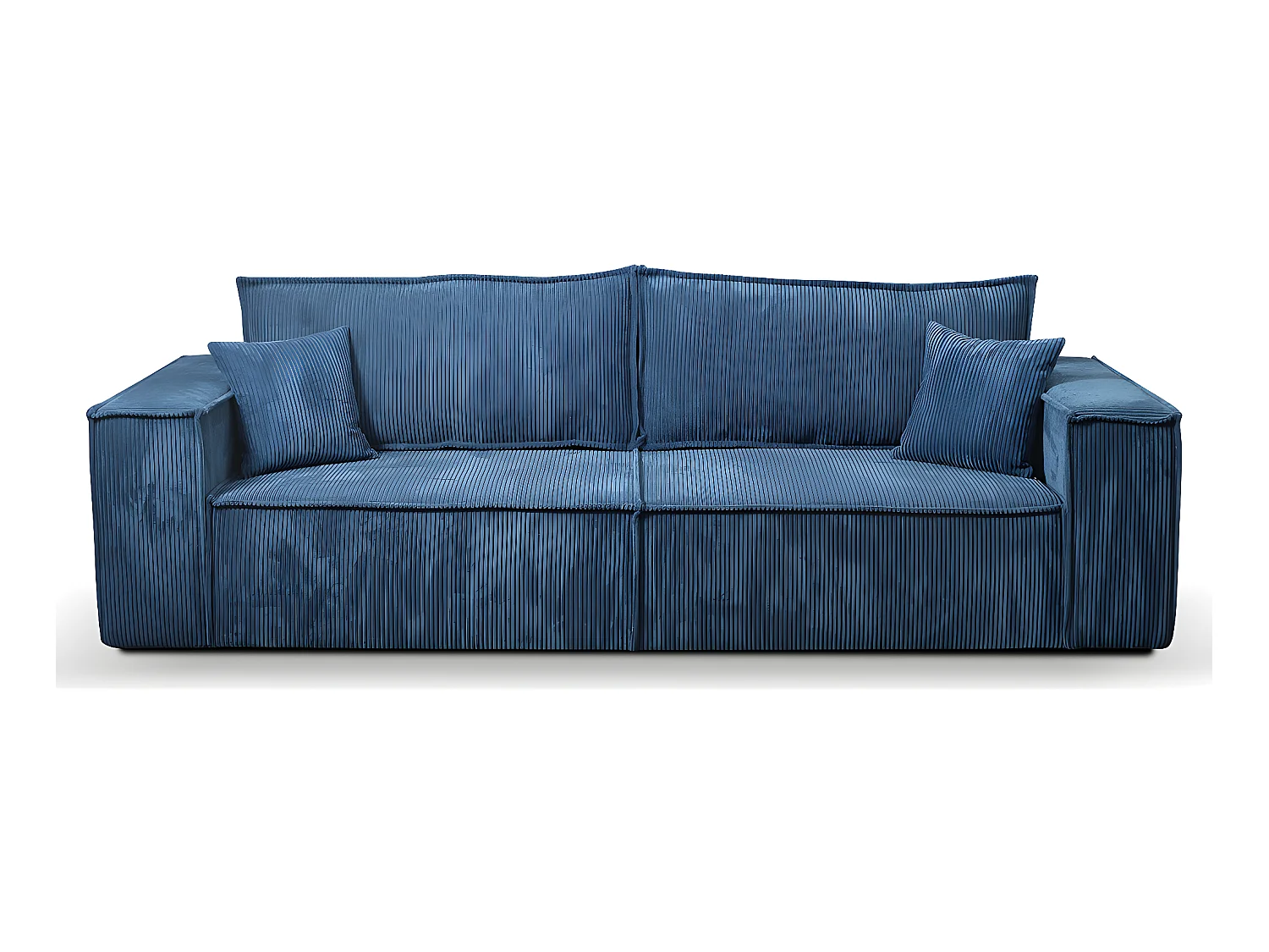 Canapé convertible 4 places avec coffre Isaac velours côtelé Bleu