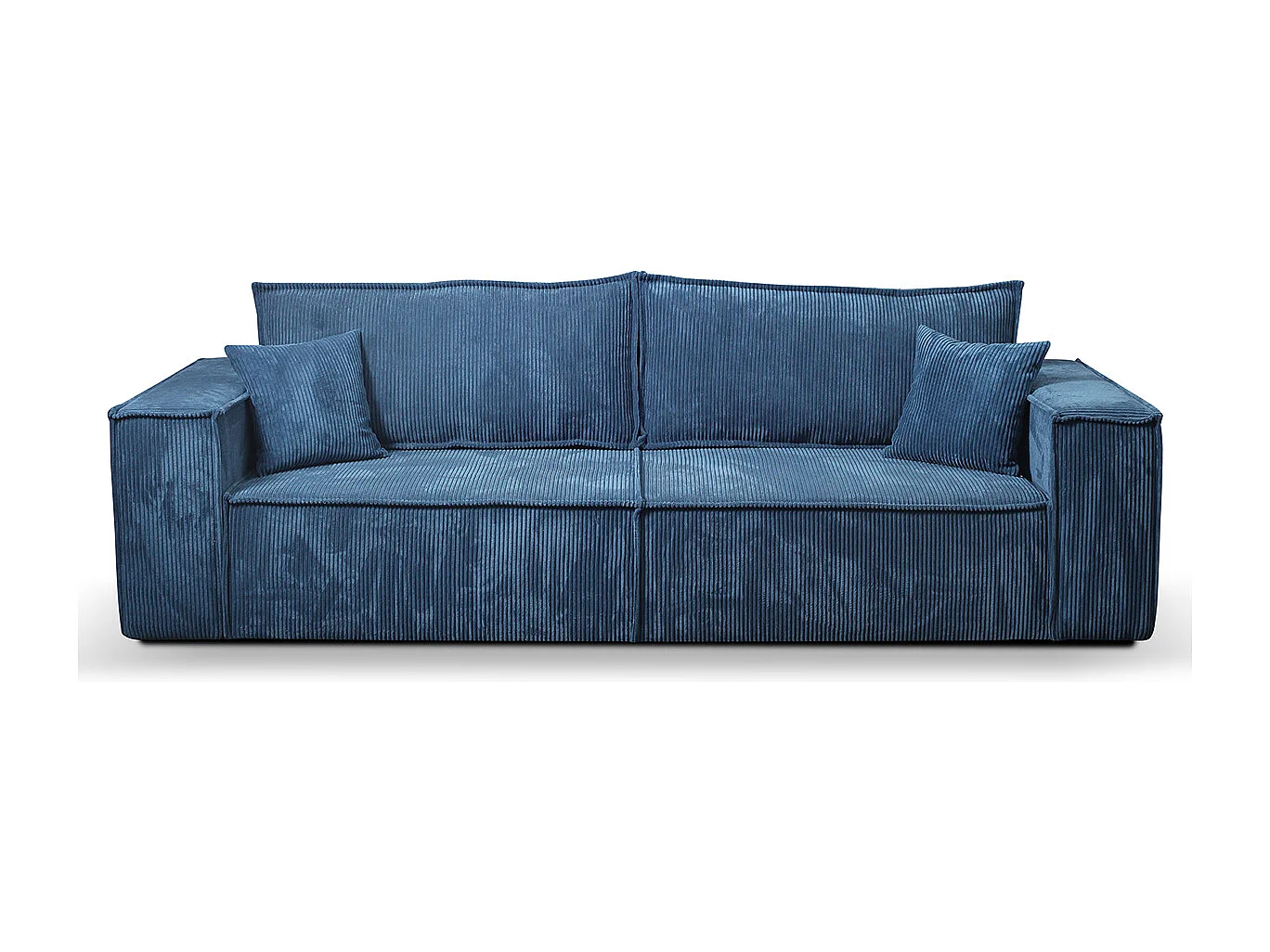 Canapé convertible 4 places avec coffre Isaac velours côtelé Bleu