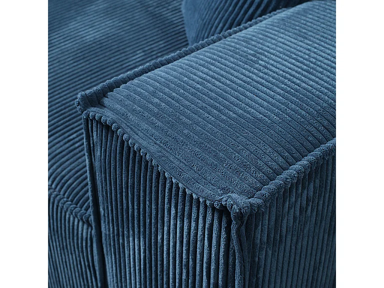 Canapé convertible 4 places avec coffre Isaac velours côtelé Bleu