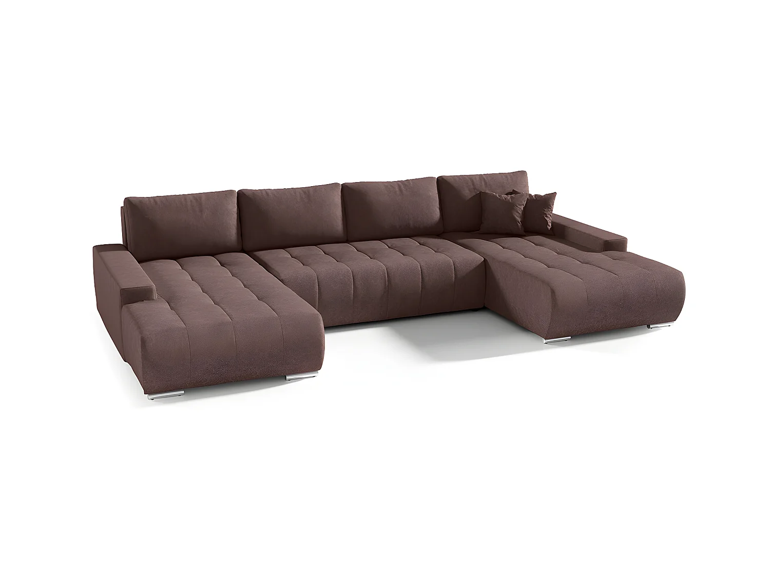 Canapé U 5 places convertible coffre Jonas Marron