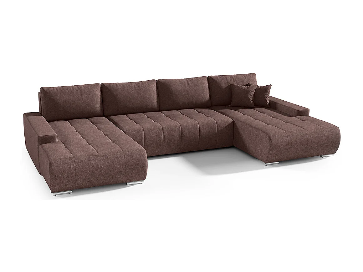 Canapé U 5 places convertible coffre Jonas Marron
