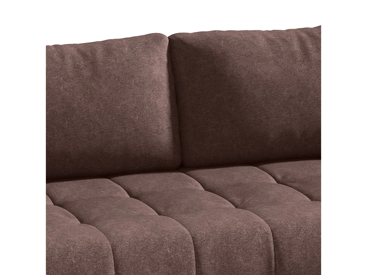 Canapé d'angle convertible 5 places avec coffre en tissu marron