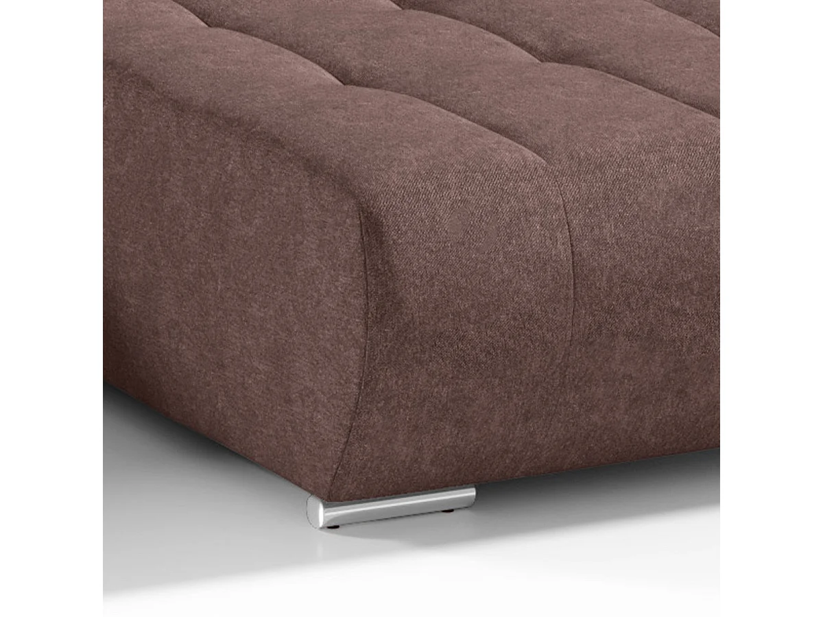 Canapé d'angle convertible 5 places avec coffre en tissu marron