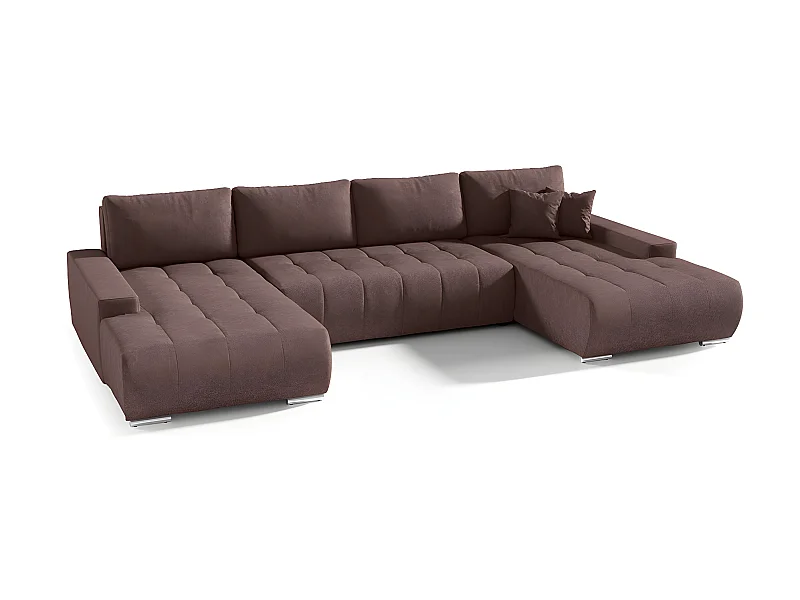 Canapé U 5 places convertible coffre Jonas Marron