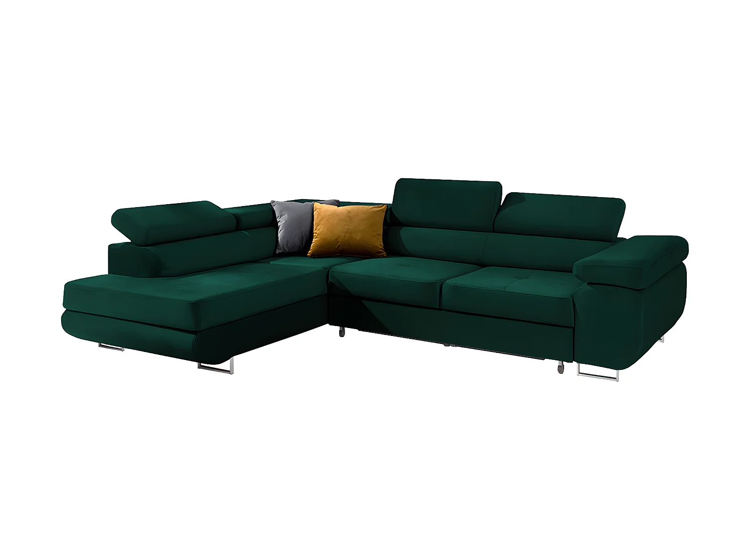 Canapé d'angle convertible gauche 4 places Wilson velours Vert sapin