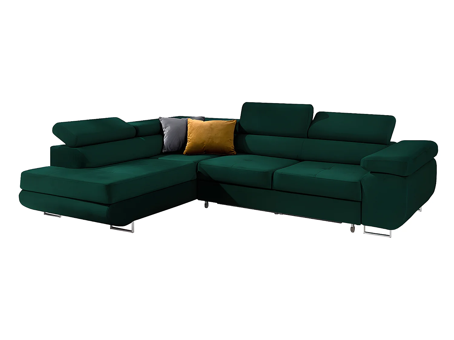 Canapé d'angle convertible gauche 4 places Wilson velours Vert sapin