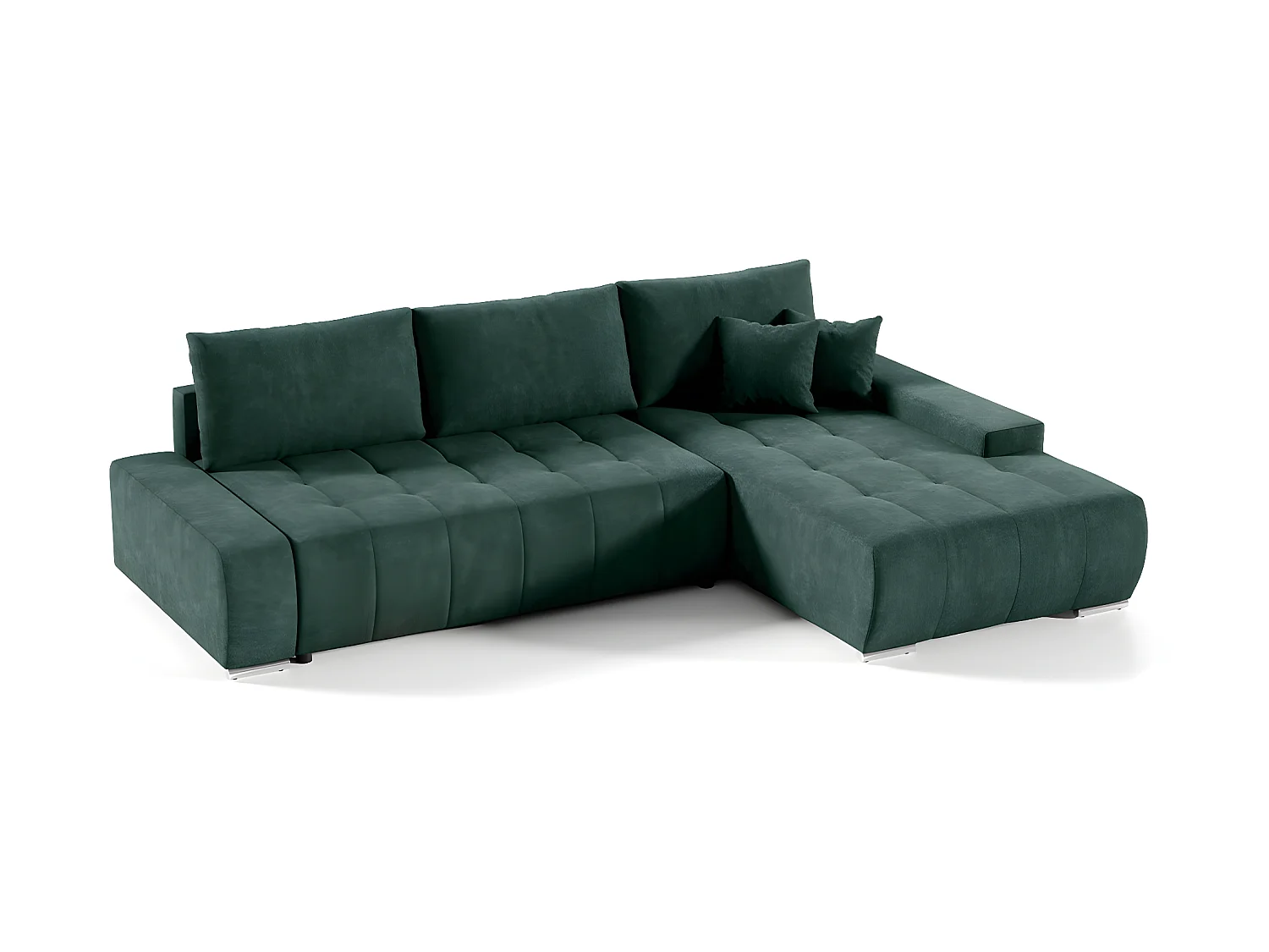 Canapé d'angle convertible droit 4 places avec coffre Jonas Vert