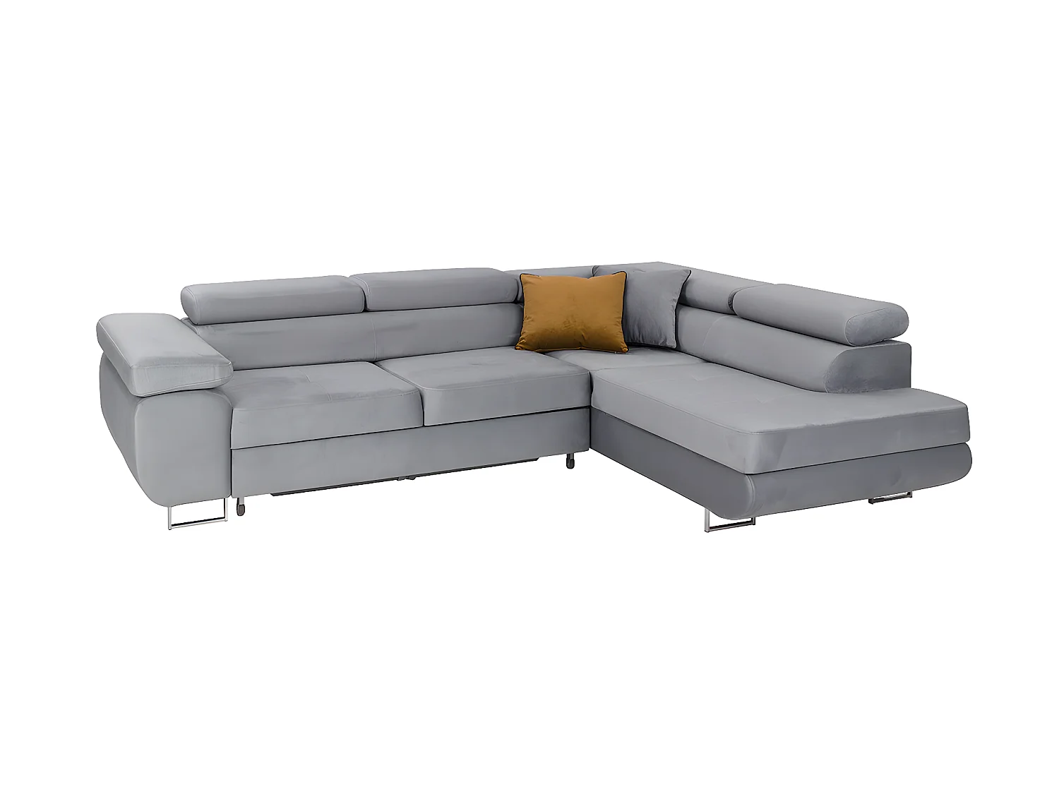 Canapé d'angle convertible droit 4 places Wilson velours Gris