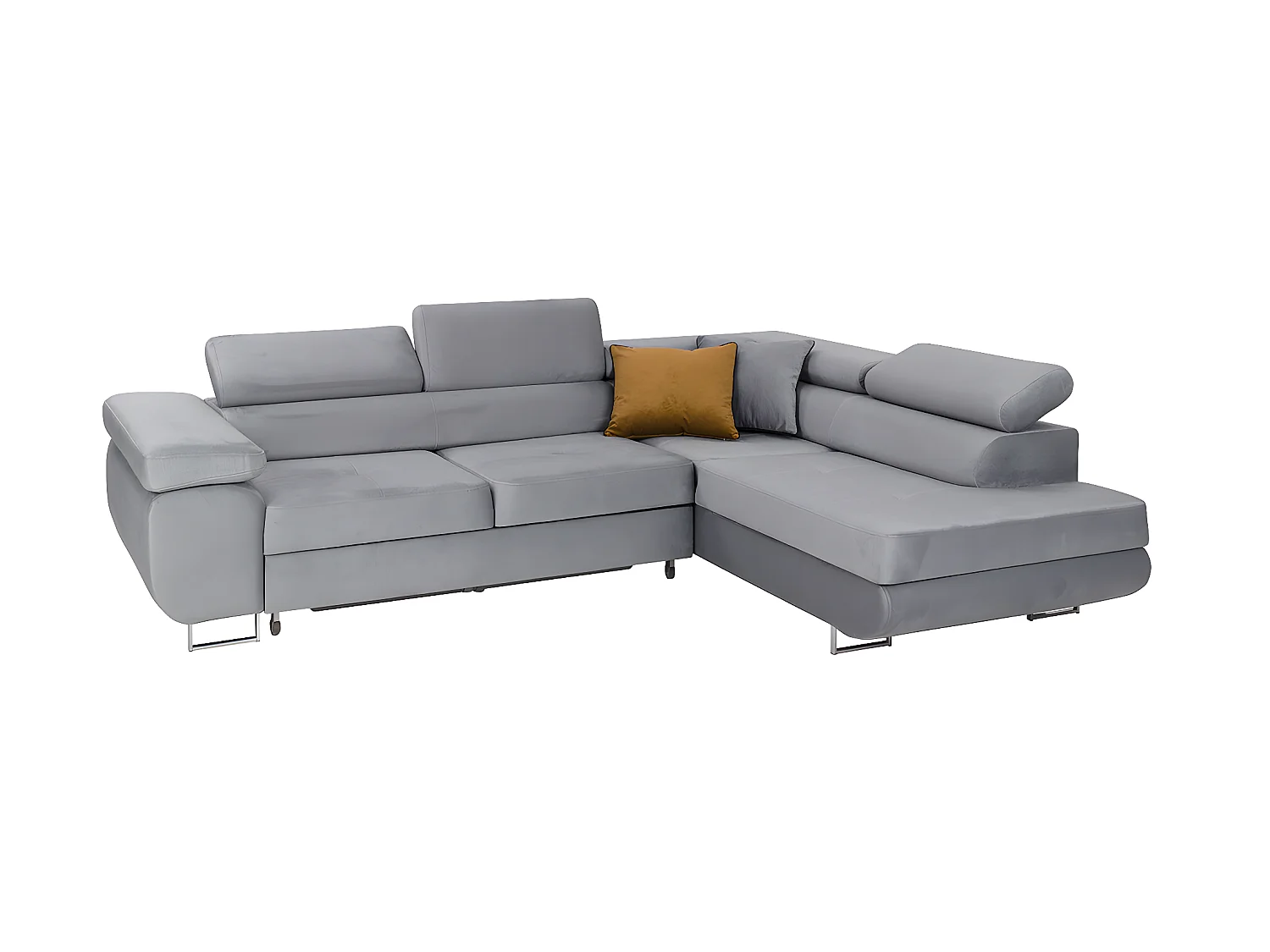 Canapé d'angle convertible droit 4 places Wilson velours Gris