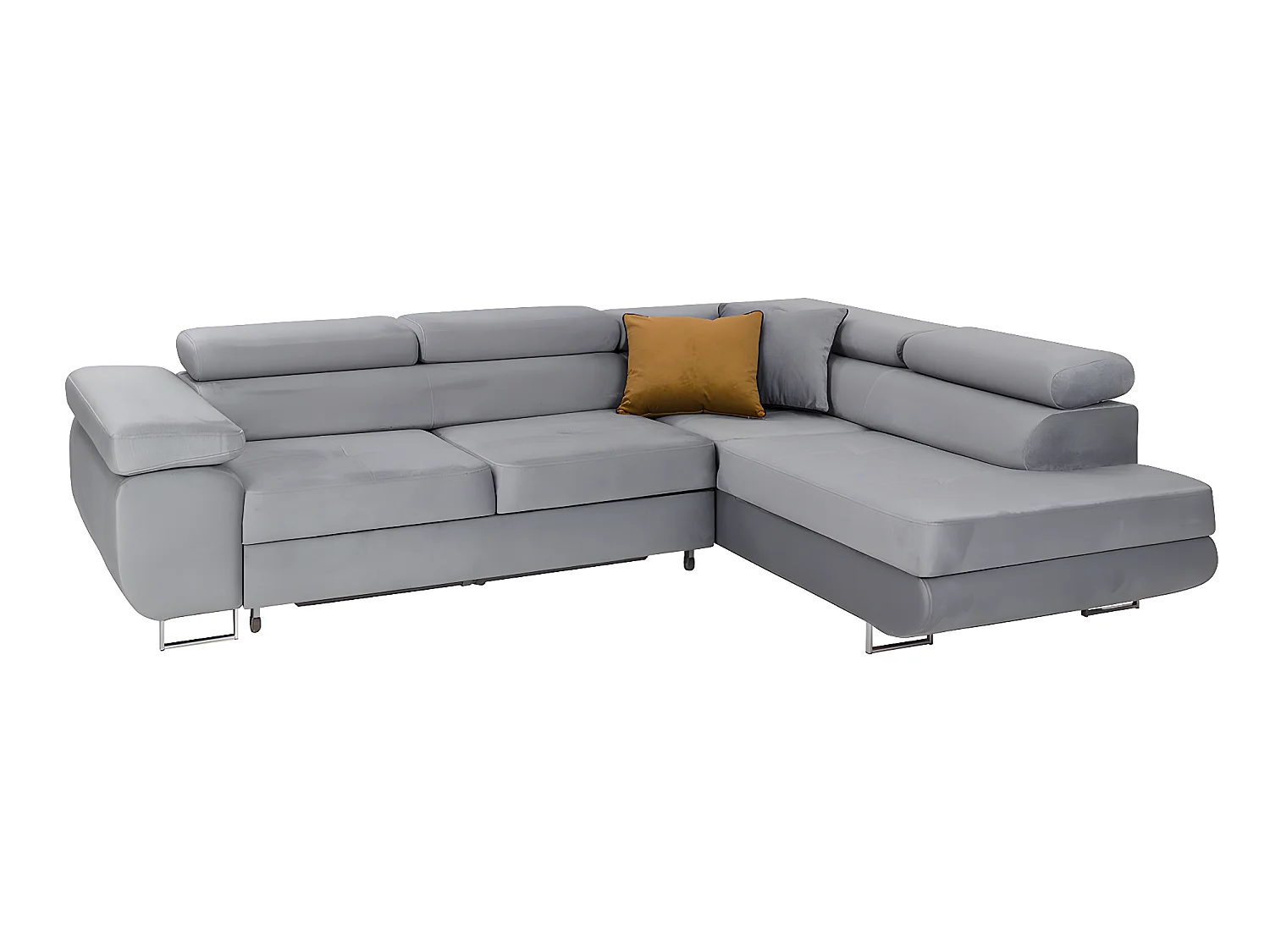 Canapé d'angle convertible droit 4 places Wilson velours Gris