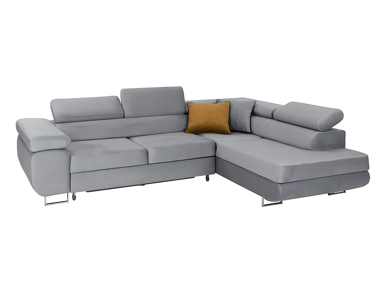 Canapé d'angle convertible droit 4 places Wilson velours Gris