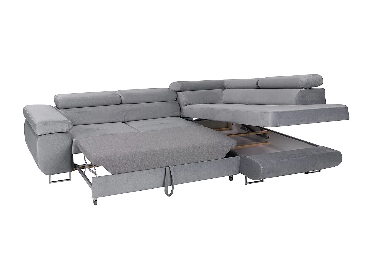 Canapé d'angle convertible droit 4 places Wilson velours Gris