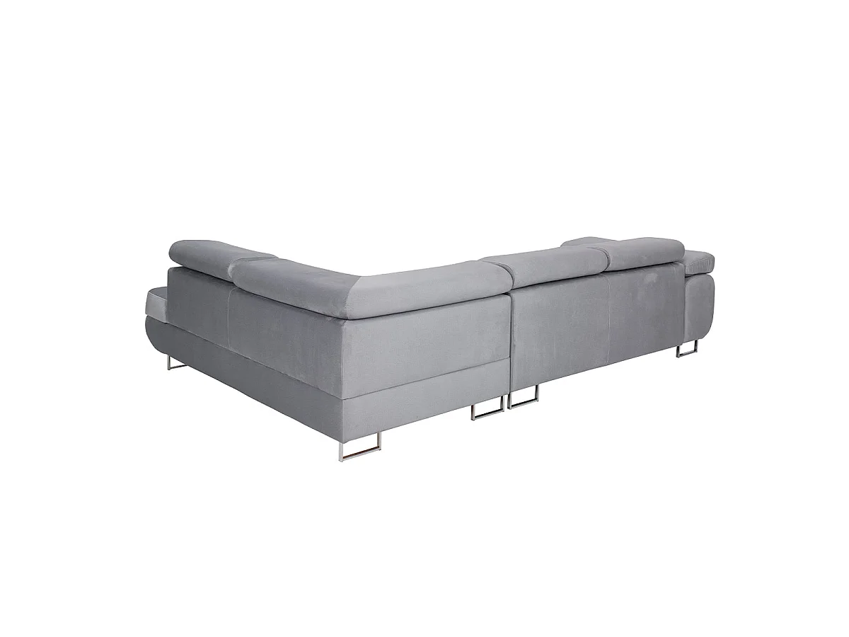 Canapé d'angle convertible 4 places en velours gris WILSON